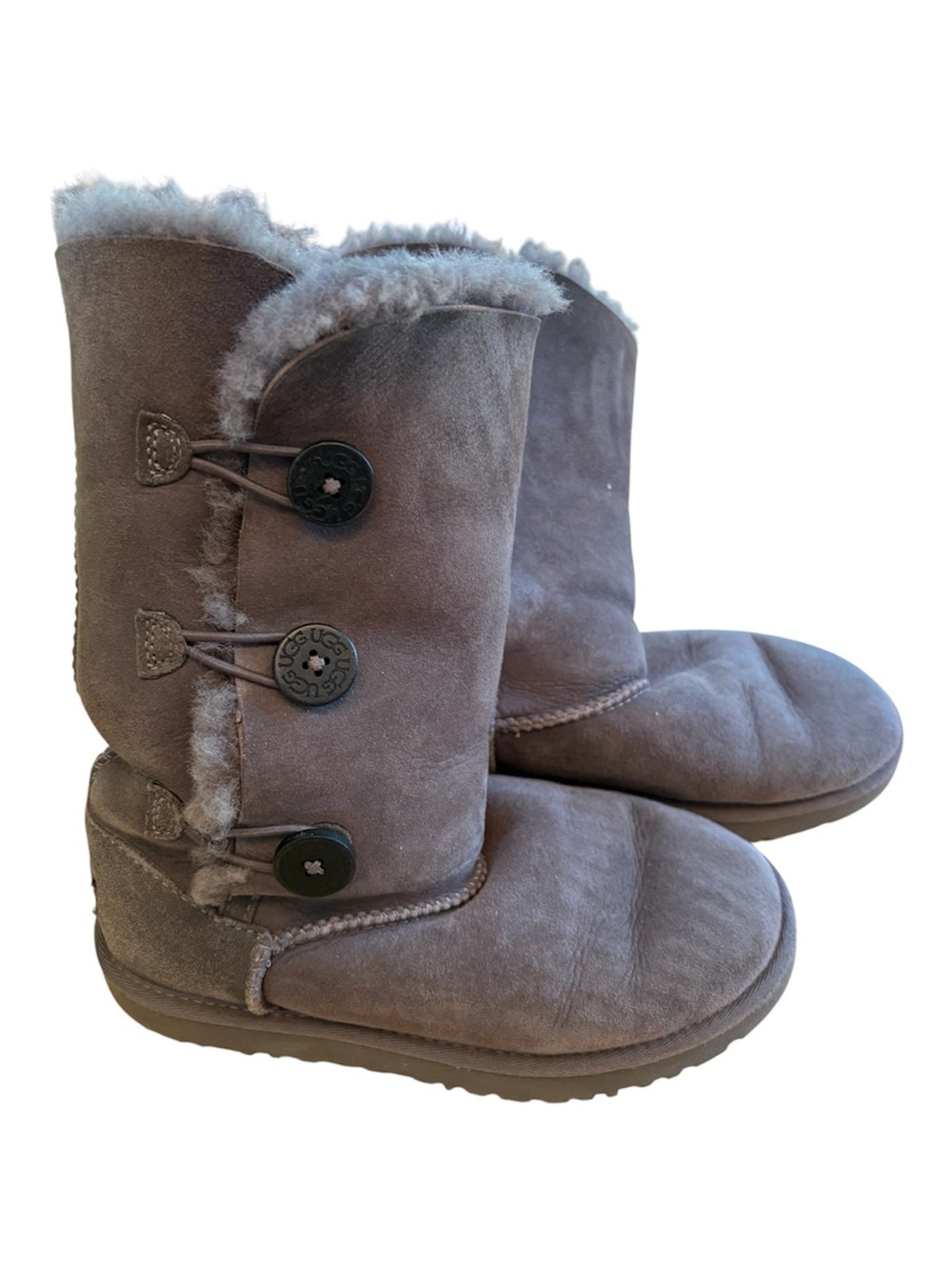 UGG Girls Triple Button Tall Suede Boots in Grey